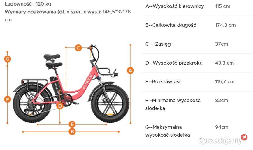 ENGWE L20 rower elektryczny 250500W 48V 13AH do