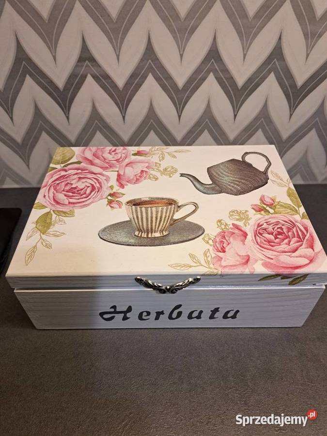 Herbaciarka róże pudełko na herbatę handmade Kędzierzyn-Koźle