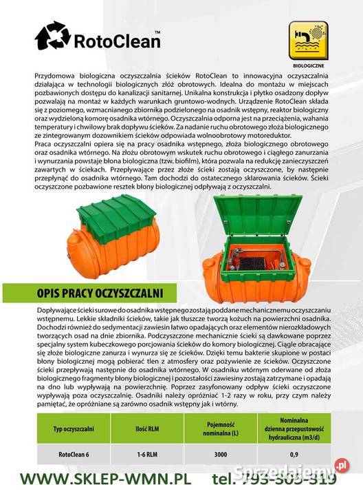 OCZYSZCZALNIA BIOLOGICZNA RotoCLEAN 46 Złoże Oczyszczalnie ścieków lubuskie