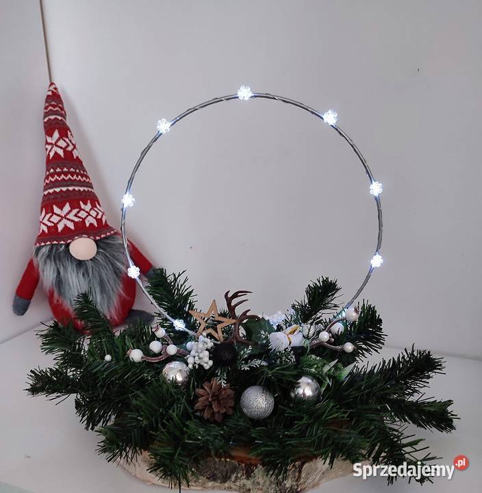 Święteczny stroik z lampkami LED szerokość 50 Koronowo