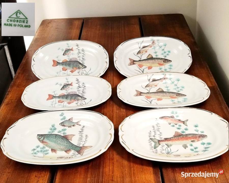 Patery półmiski ryby porcelana PRL Chodzież lata Bronisze