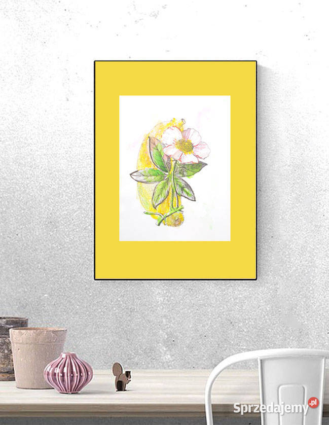 żółty obraz a3 retro plakat na ścianę botaniczna