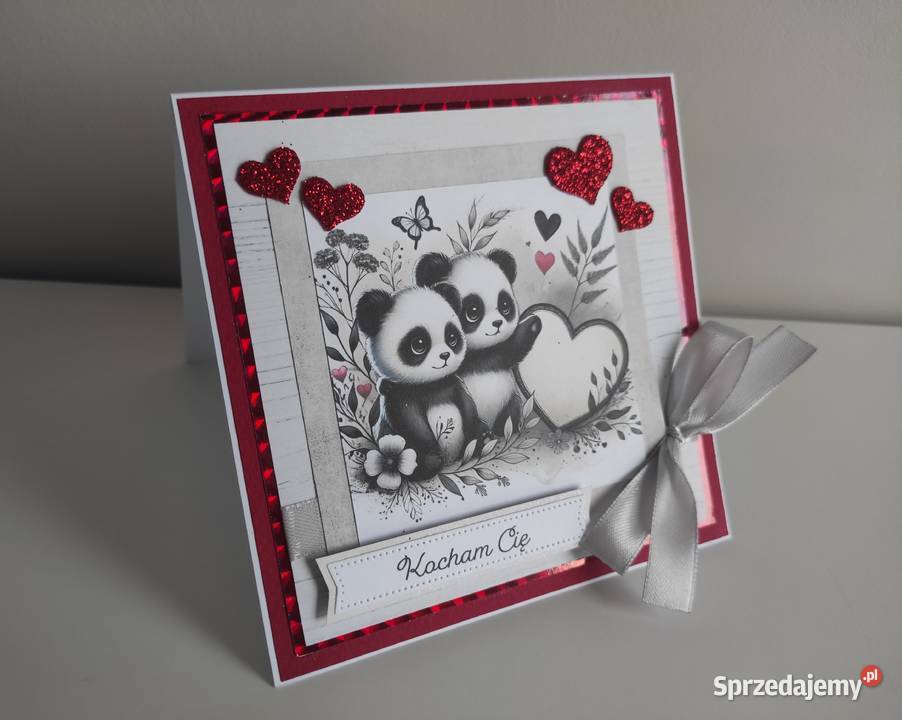 Kartka ręcznie robiona na walentynki Kocham Cię