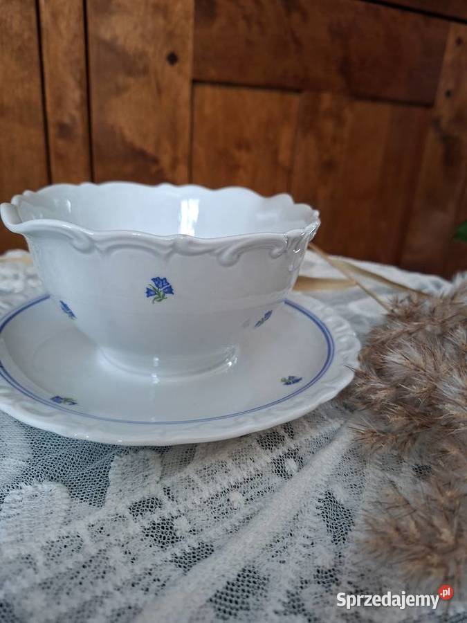 Elegancki komplet naczyń w drobne niebieskie Jaktorów-Kolonia