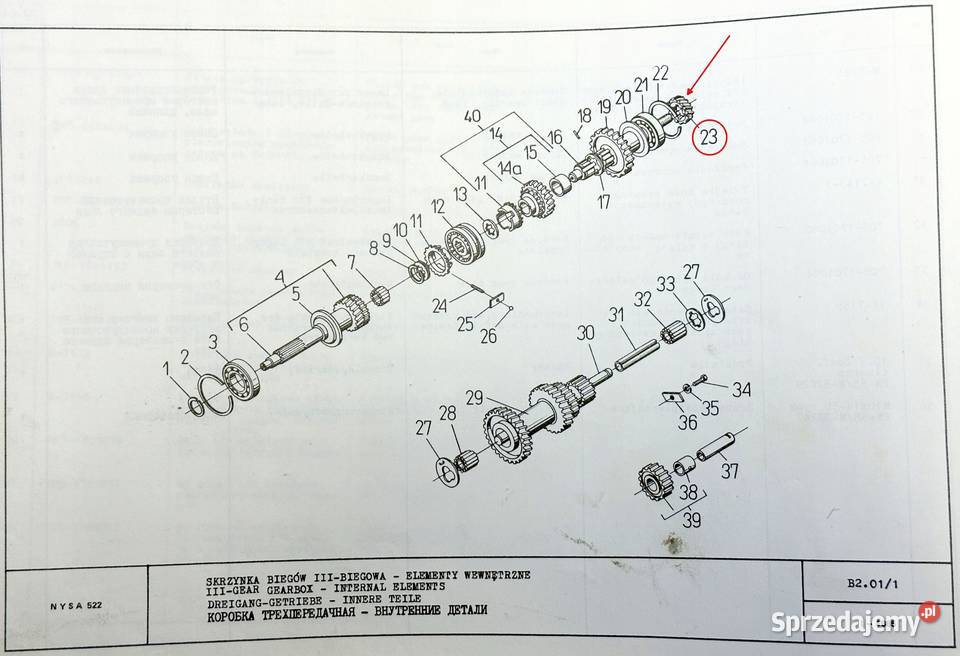 Koło zębate napędu prędkościomierza skrzyni III Żary sprzedam