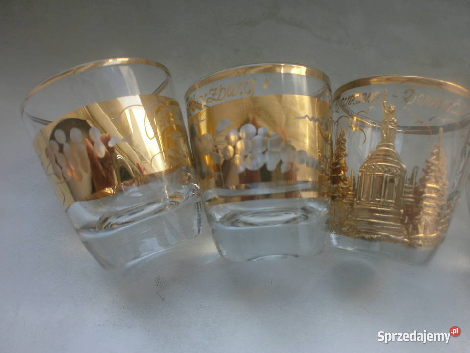 piękne zdobione pozłacane kieliszki Porcelana i szkło Zielona Góra