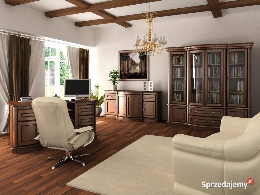 Witryna biblioteka drewniana z szufladą Meble łódzkie Łódź