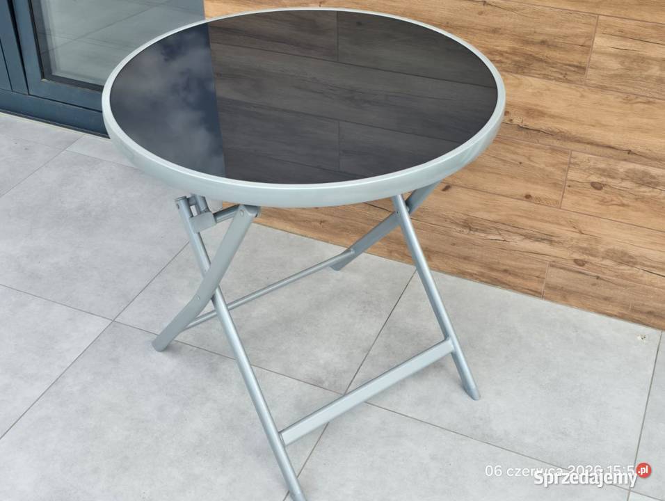 Aluminiowy zestaw 2 SKŁADANE KRZESŁA szary Krzesła ogrodowe Gubin