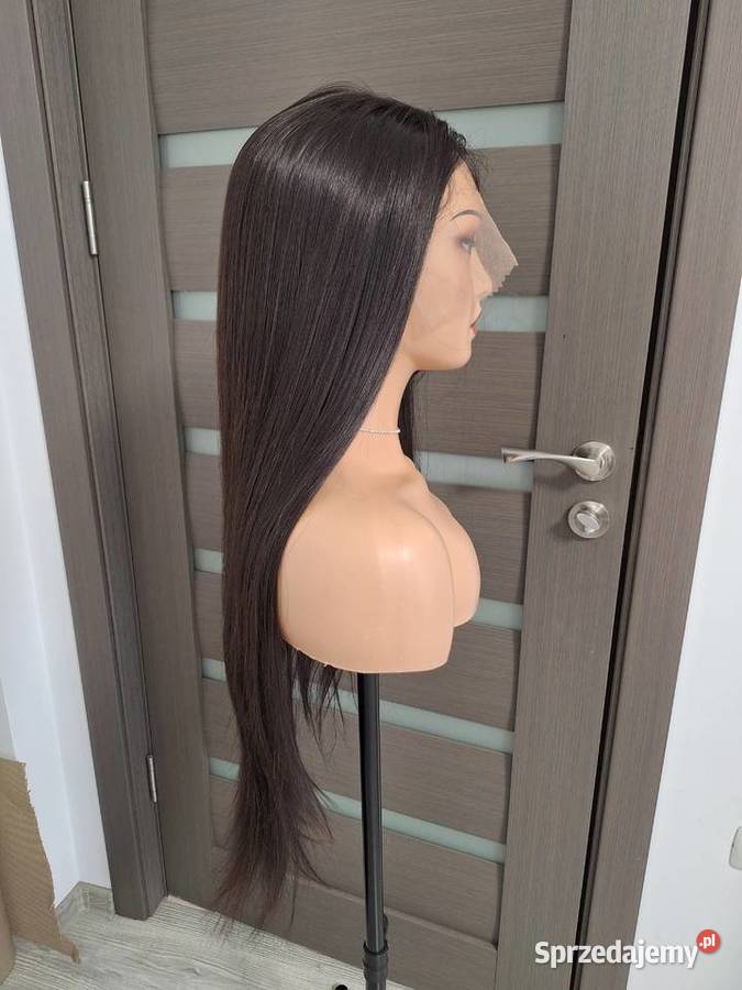 Długa ciemnobrązowa peruka z koronką z przodu pomorskie Malbork
