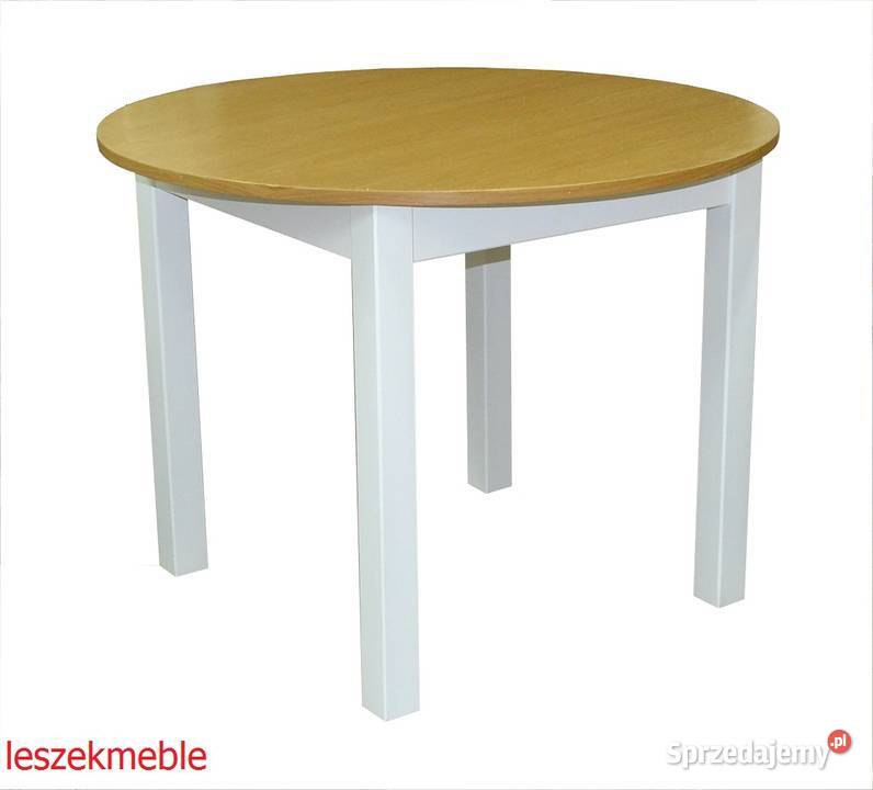 STÓŁ OKRĄGŁY FI 90 DREWNIANY DĄB BIAŁY ŁAWA Tołkiny