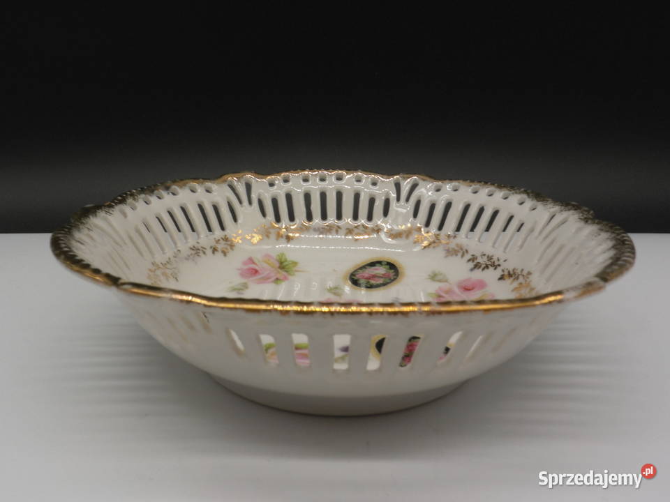 Stara misa ażurowa porcelana ręcznie malowana