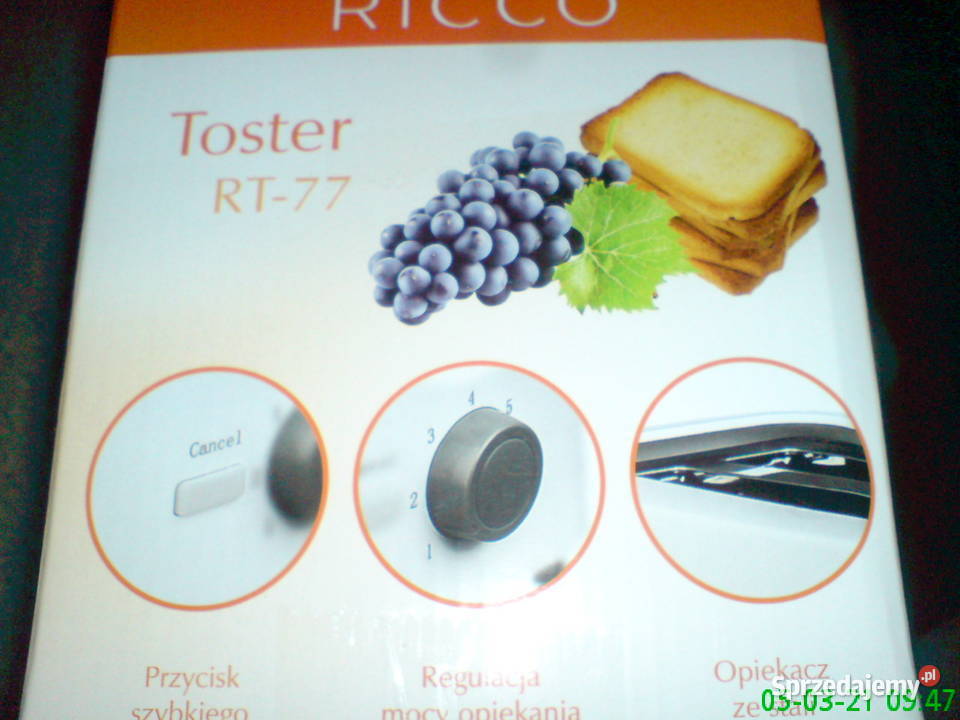 Toster nowy firmy Ricco z regulacją mocy łódzkie Łódź sprzedam