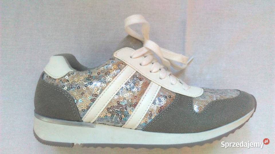 Buty srebrne Sportowe eleganckie Damskie r 37538 biały Białystok sprzedam