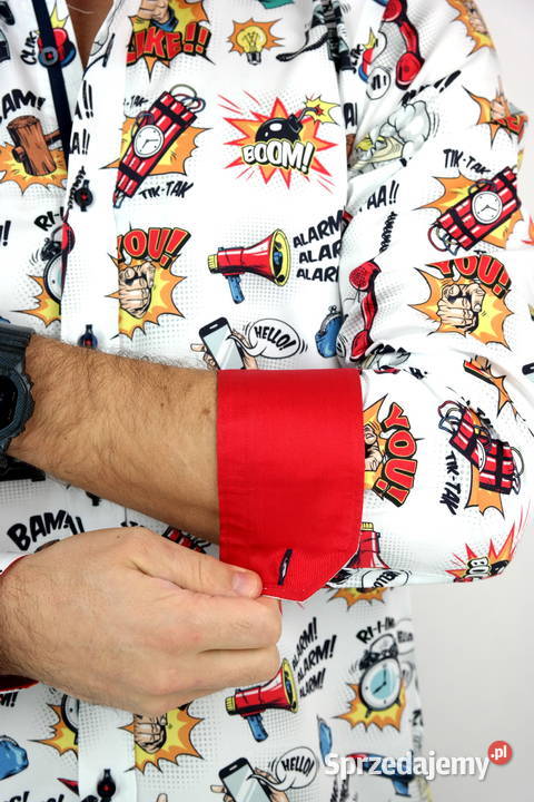 DANIEL BESSI Koszula Męska Fb042 Biała KOMIKS Ostrów Wielkopolski