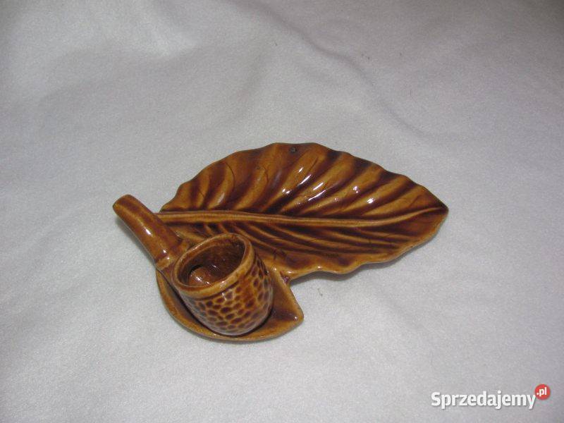 popielniczka z fajka z PRLu kamionka vintage Zamość