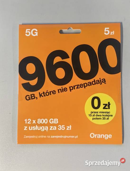 Starter Sim Orange 9600 GB nowy DPD Telefony i Akcesoria Inczew sprzedam