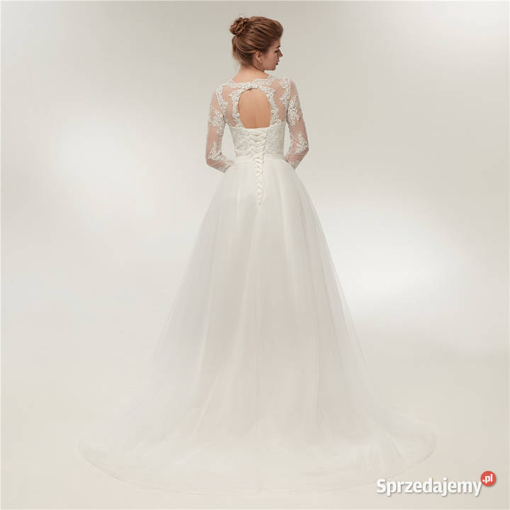 Suknia ślubna Aline wiązanie długi rękaw S 36 Jelenia Góra