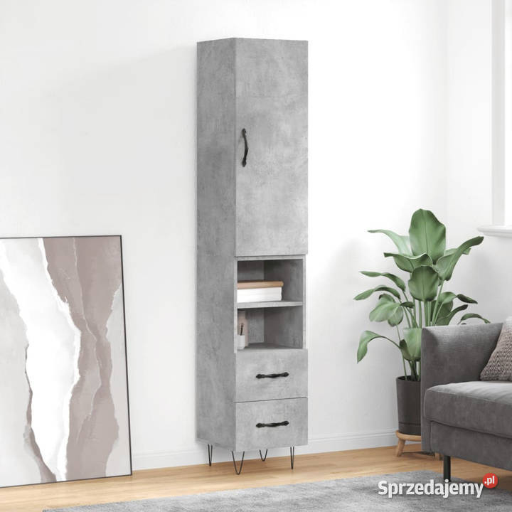 Wysoka szafka szarość betonu 345x34x180 mazowieckie Warszawa