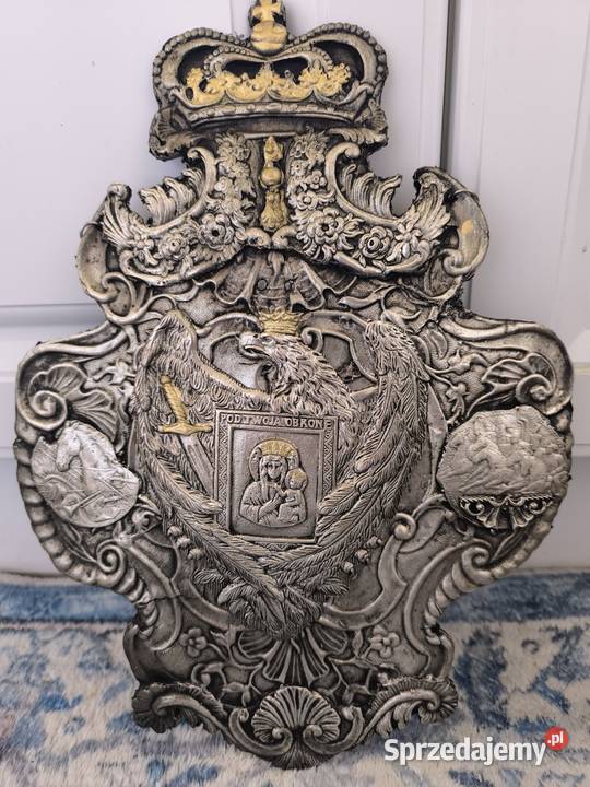 Piękny Ryngraf z orłem polskim i matką boską Łódź