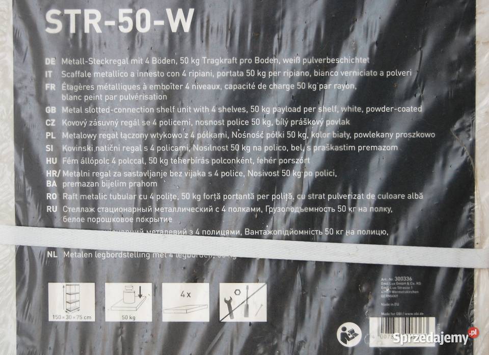 Metalowy regał biały OBI h 150 szer 75 gł 30