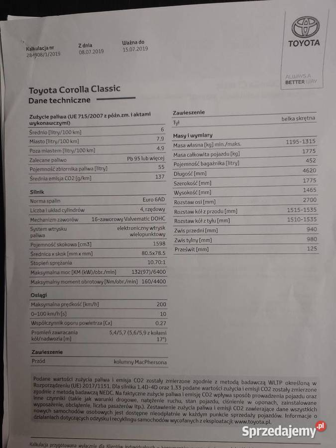 TOYOTA COROLLA CLASSIC PLUS