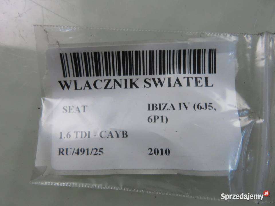 WŁĄCZNIK ŚWIATEŁ SEAT IBIZA IV 6J1941531A Czujniki i sterowniki świateł