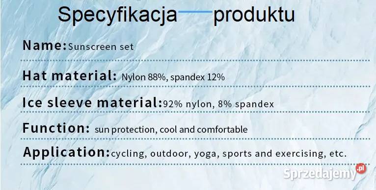 Czepek Rękawy Letni Zestaw Sportowy XTIGER Pozostałe