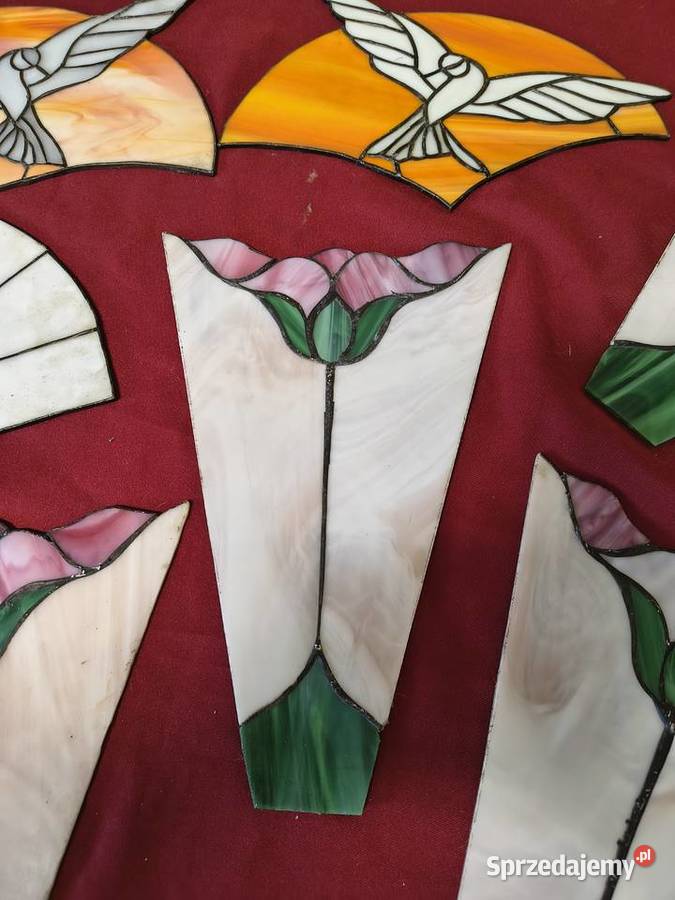 Zestaw elementów witrażowych szkło barwione Antyki, Sztuka, Kolekcje