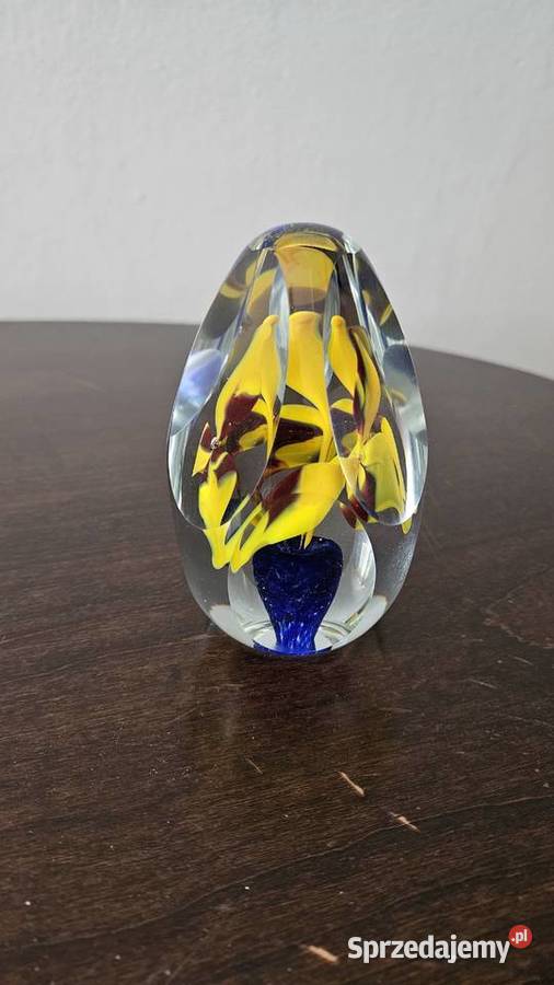 Kula Przycisk Szklany 9 x Szlif 3 Kwiaty Krosno