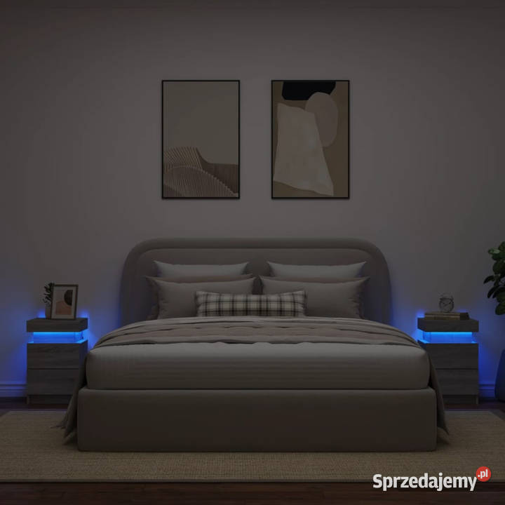Szafki nocne z LED 2 szary dąb sonoma 35x39x55 Warszawa