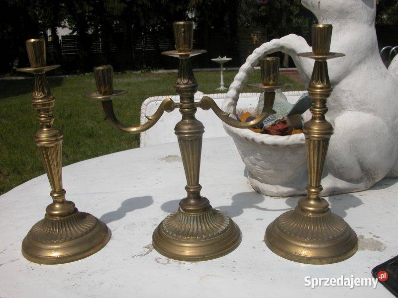 stare mosiężne świeczniki 3 sztuki Gorzów Wielkopolski