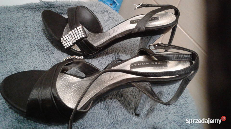 Piękne CzarnoSrebrne Damskie Szpilki rozmiar 37 skóra ekologiczna podlaskie