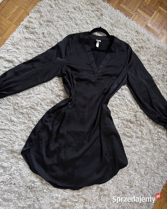 HM czarna sukienka satynowa Vneck classy elegant Odzież damska Przemyśl