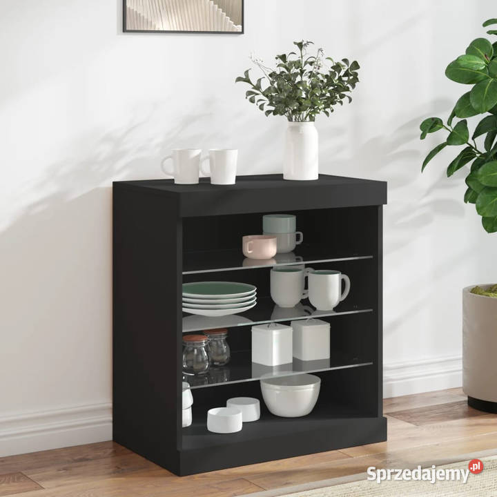 Szafka z oświetleniem LED czarna 605x37x67 Warszawa