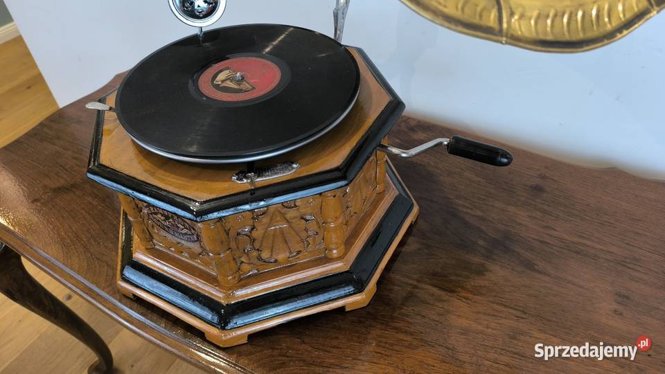 Piękny unikalny zdobiony patefon łódzkie Łódź