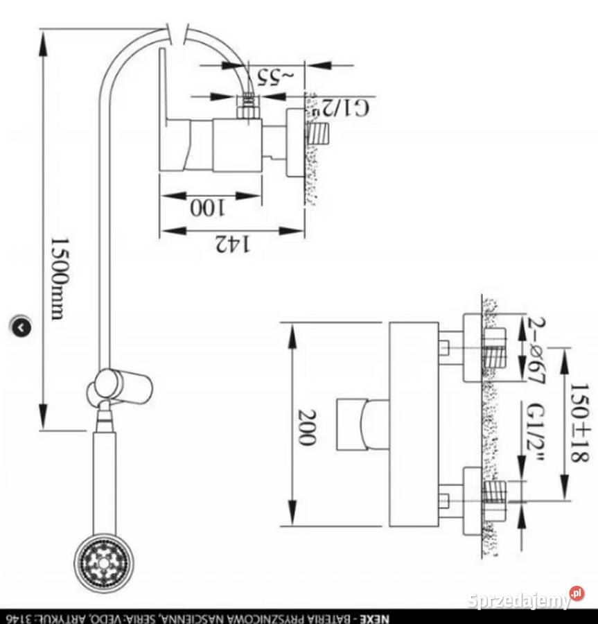 Bateria prysznicowa naścienna jednouchwytowa Kalisz