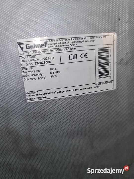 Zbiornik buforowy Galmet SGB 1000 883L 2022 Hydraulika pomorskie