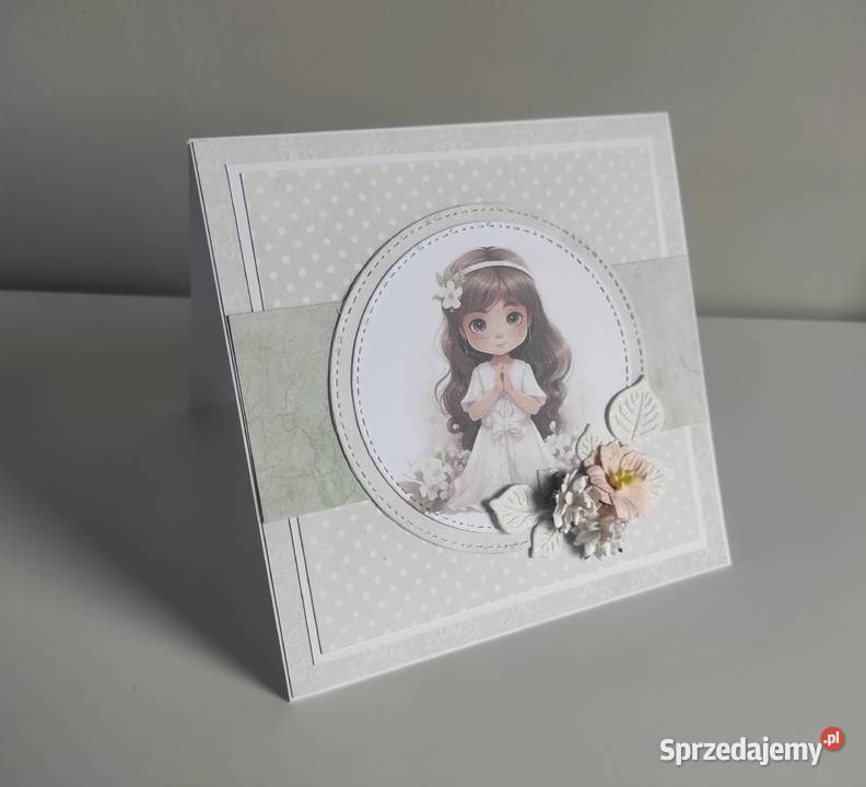 Kartka ręcznie robiona Komunia Święta handmade Łódź