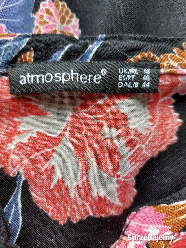 Czarna bluzka koszulowa długi rękaw w kwiaty długi Złoczew sprzedam