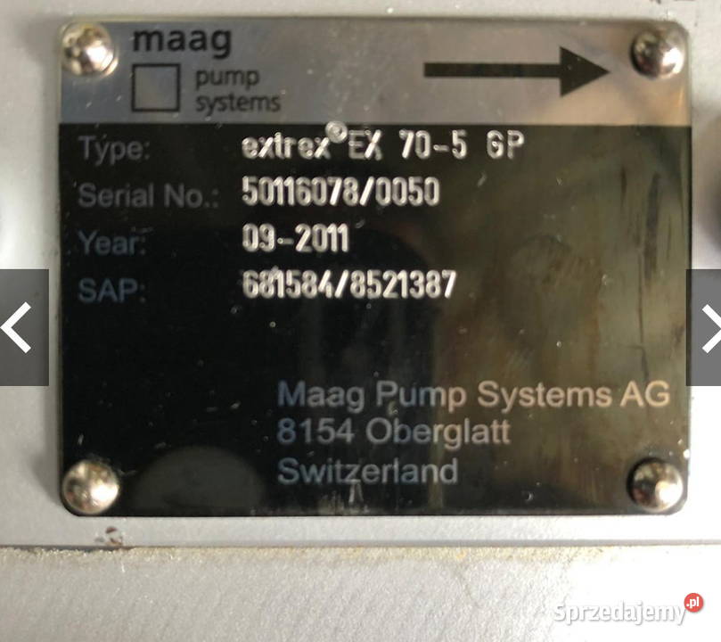 Pompa zębata do tworzywa MAAG EXTREX EX 705 GP śląskie Dzięgielów sprzedam