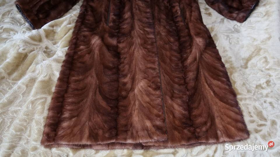 Naturalne Długie Futro z Norki Pastel Brąz 3840 Ziębice sprzedam