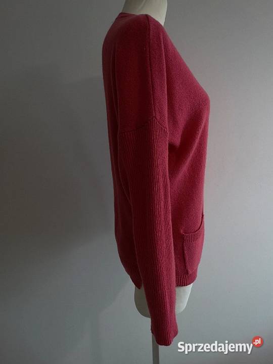 Sweter Wełniany Wełna Jagnięca Malinowy Kolor Łomża