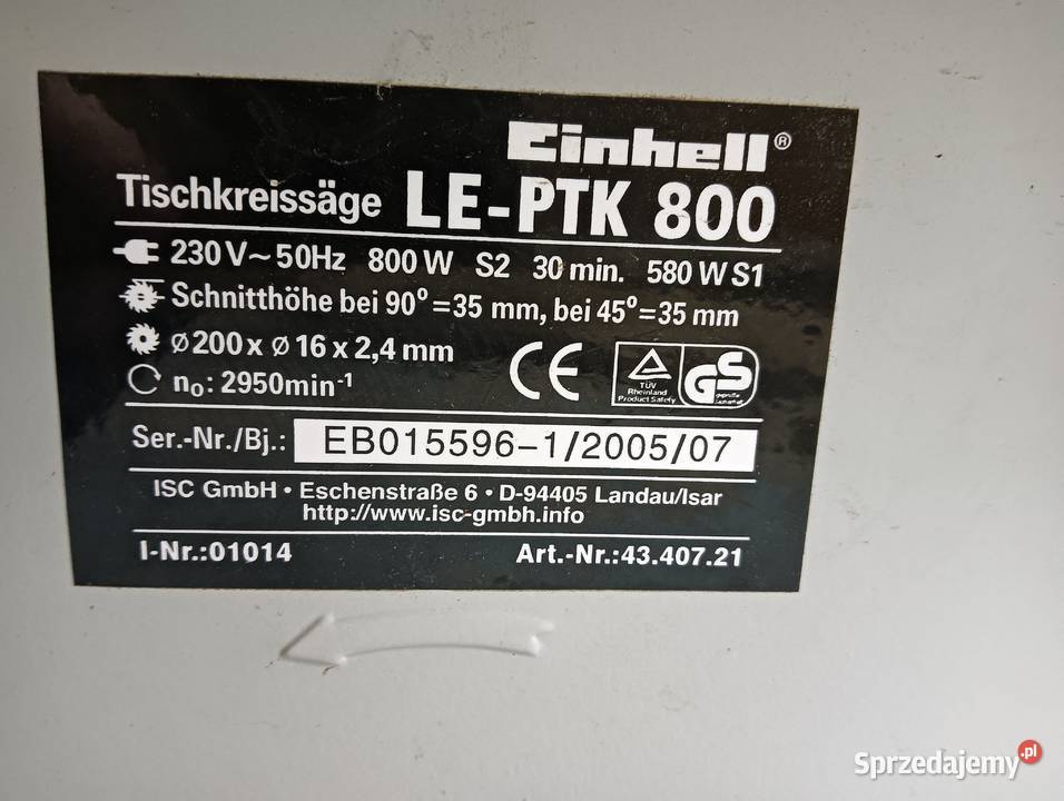 Piła stołowa EINHELL 800W 230V widia silnik Narzędzia Wałbrzych