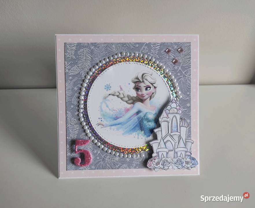 Kartka ręcznie robiona na urodziny Kraina lodu Łódź