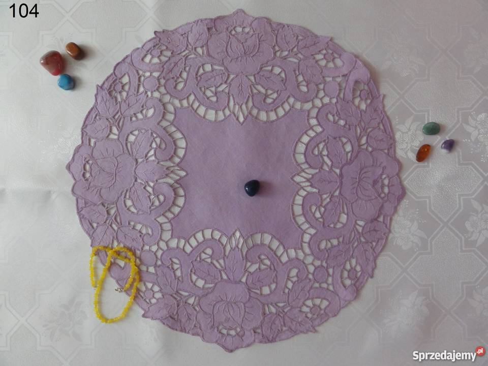 Serwetki kolorowe fioletowe wyszywane haf Obrusy i serwety Lublin