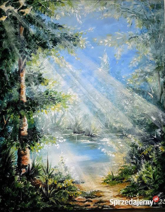 Obraz ręcznie malowany 4030 Oprawiony Łódź