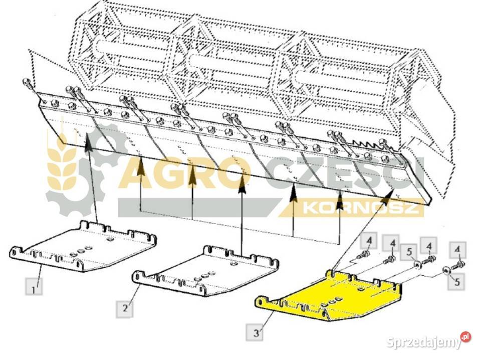 Z57053 Płoza lewa heder John Deere 810 812 814 Do kombajnów Boruja Kościelna