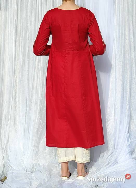 Orientalna tunika sukienka czerwona S 36 bawełna Szczecin