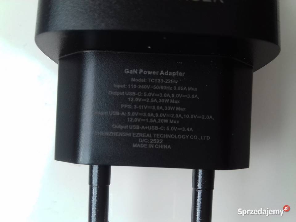 Ładowarka GaN 33W PDQC3 5V 3A 9V 10V 12V NOWA Bydgoszcz