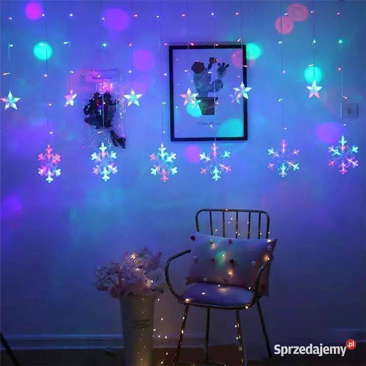 Lampki płatki śniegu gwiazdki świąteczne Bielsk Podlaski